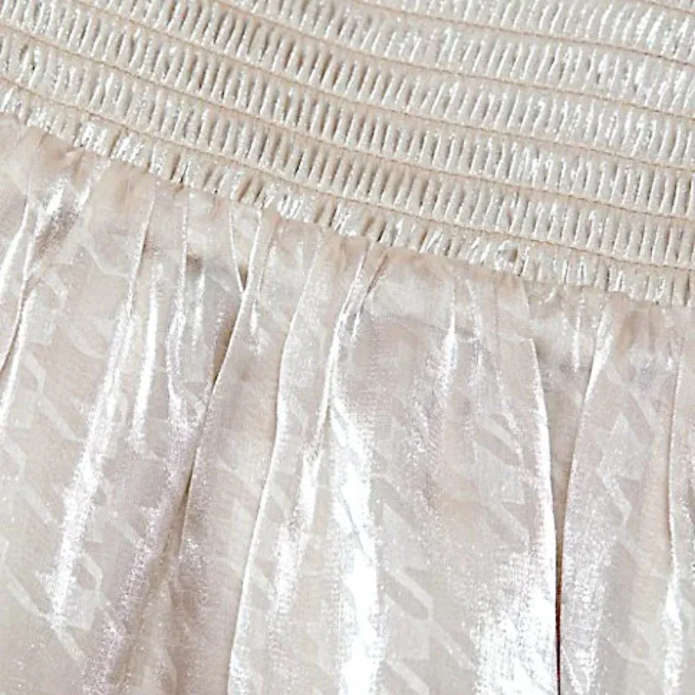 NWT Wayf Shiny Hounstooth Print Satin Smocked Puff-Sleeve Square Neck Mini dress - Picture 5 of 5